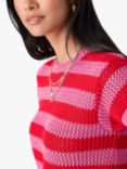 OMNES Lexi Cotton Stripe Knitted Top, Magenta