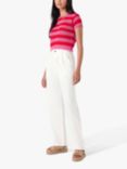 OMNES Lexi Cotton Stripe Knitted Top, Magenta