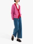 OMNES Hopper Contrast Trim Cardigan, Magenta