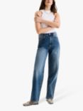 OMNES Greta Mid Rise Dad Jeans, Blue Denim