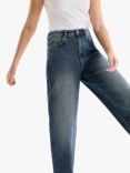 OMNES Greta Mid Rise Dad Jeans, Blue Denim