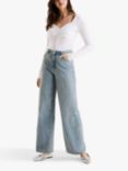 OMNES Lucy Mid Rise Wide Leg Jeans, Blue