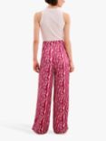 OMNES Lynx Satin Zebra Print Wide Leg Trousers, Magenta