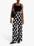 OMNES Lynx High Waisted Wide Leg Trousers, Mono Spot