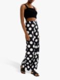 OMNES Lynx High Waisted Wide Leg Trousers, Mono Spot