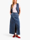 OMNES Olive Denim Midi Skirt, Blue