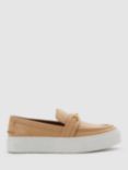 Reiss Adelina Leather Loafer Trainers, Camel