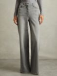 Reiss Crete Wide Leg Jeans, Washed Grey