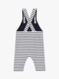 Petit Bateau Baby Striped Salopette Dungarees, Marshmallow/Smoking Blue