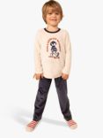 Petit Bateau Kids' 'Have a Good Day' Velour Cotton Pyjamas, Smoking Blue/Multi