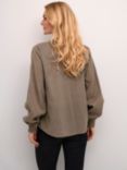 KAFFE Lydia Notch Neck Top, Brown