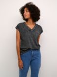 KAFFE Lisa V-Neck T-Shirt, Charcoal