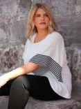 Live Unlimited Curve Stripe Flutter Sleeve Top, White