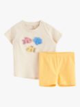 Lindex Baby Top and Shorts Set, Light Beige/Yellow