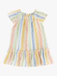 Lindex Baby Organic Cotton Striped Dress, Light Dusty Yellow