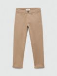 Mango Kids' Piccolo Cotton Blend Chino Trousers, Beige