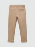 Mango Kids' Piccolo Cotton Blend Chino Trousers, Beige