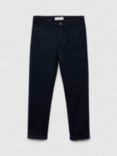 Mango Kids' Piccolo Cotton Blend Chino Trousers, Dark Navy