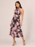 Adrianna Papell Floral Halterneck Dress, Black/Multi