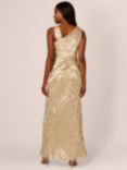 Adrianna Papell Foil Asymmetric Maxi Dress, Champagne/Gold