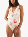 Accessorize Floral Cross Back Swimsuit, White