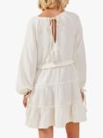 Accessorize Cotton Embroidered Ruffle Mini Dress, Natural Cream