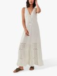 Accessorize Cotton Tie Front Maxi Dress, Ivory