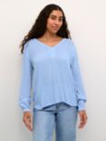 KAFFE Amber V-Neck Top, Vista Blue