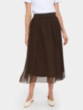 Saint Tropez Coral Midi Chiffon Skirt, Chocolate Brown