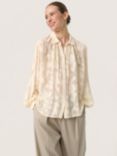 Soaked In Luxury Felisia Floral Jacquard Chiffon Top, Sandshell