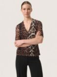 Soaked In Luxury Aldora Leopard Print Top, Brown/Multi