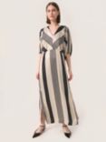 Soaked In Luxury Sendai Stripe Midi Dress, Black/Cream