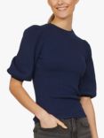 Sisters Point Halia Ribbed Puff Sleeve Top, Midnight