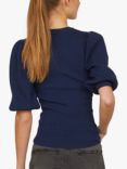 Sisters Point Halia Ribbed Puff Sleeve Top, Midnight