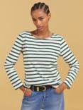 Baukjen Ashley Breton Stripe Organic Cotton Top, White/Green