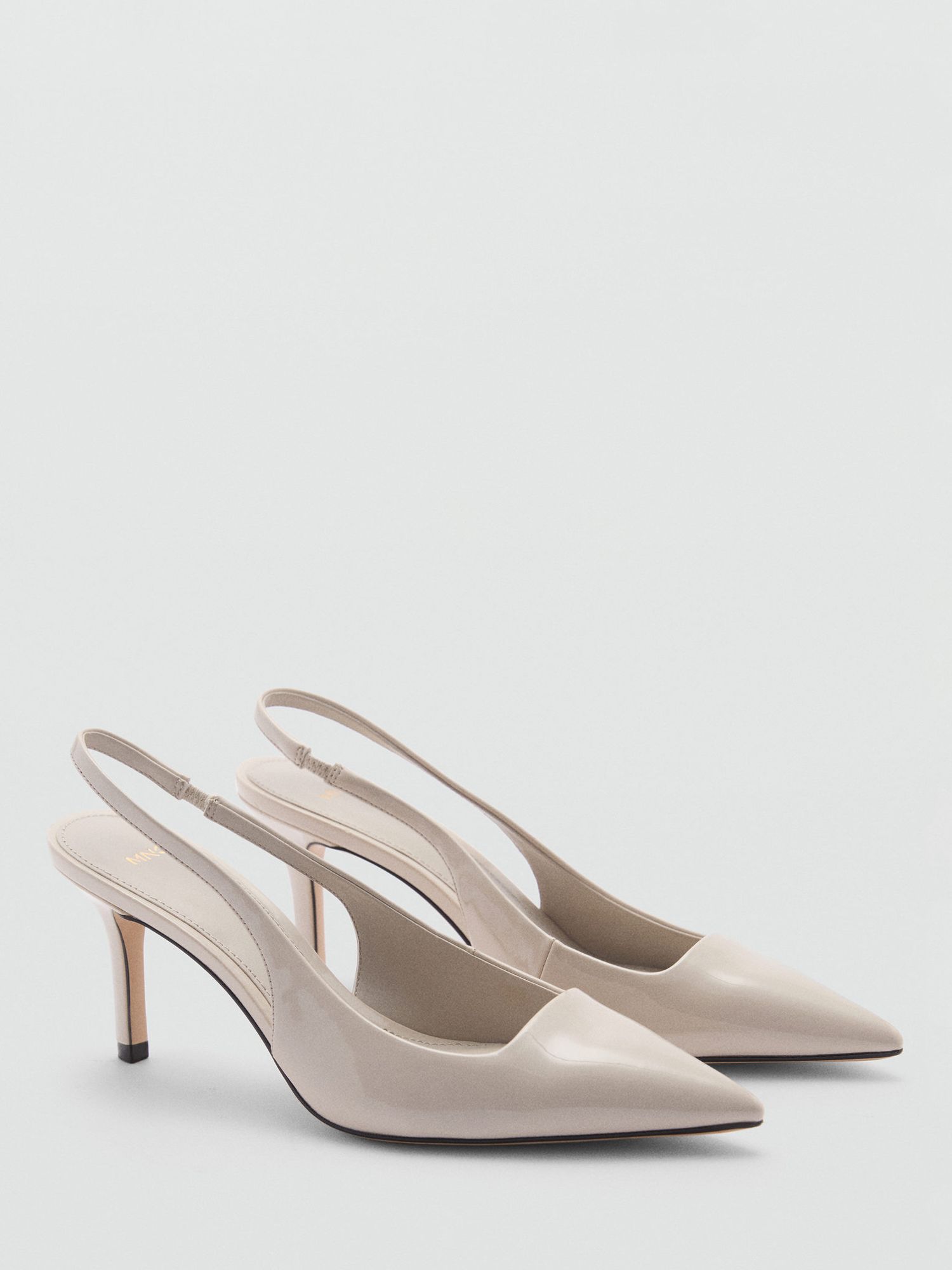 Mango Sons Patent Pointed Slingback Courts, Beige