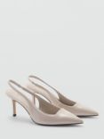 Mango Sons Patent Pointed Slingback Courts, Beige