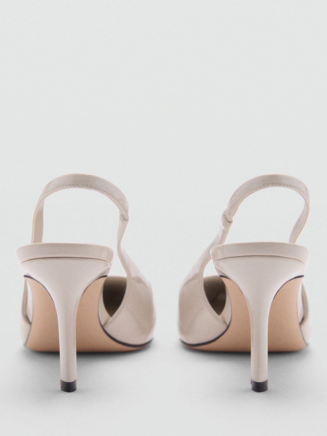 Mango Sons Patent Pointed Slingback Courts, Beige