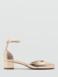 Mango Alexa Metallic Low Heeled Sandals, Gold