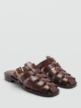 Mango Cadaques Leather Fisherman Sandals, Brown