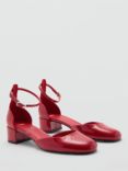 Mango Alexa Two Part Block Heel Open Court Shoes, Red