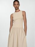 Mango Valvi Cotton Midi Dress, Beige