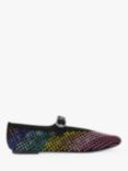 Kurt Geiger London Mayfair Suede Multicoloured Crystal Ballet Flats, Black/Multi