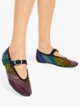 Kurt Geiger London Mayfair Suede Multicoloured Crystal Ballet Flats, Black/Multi