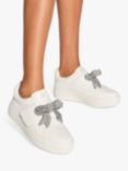 Kurt Geiger Lonson Laney Leather Bow Platform Trainers, White/Silver