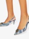 Kurt Geiger London Belgravia Denim Pointed Slingback Courts, Blue Denim