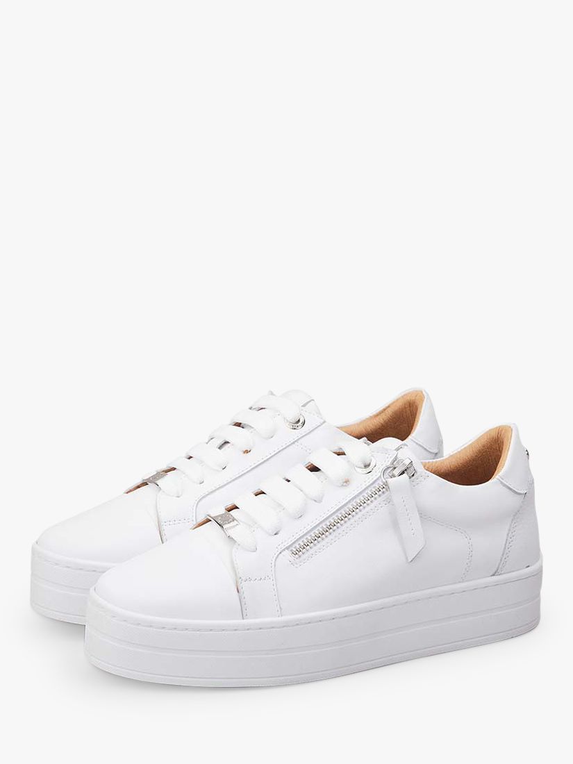 Moda in Pelle Abbiy Leather Platform Trainers, White