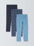 John Lewis Kids' Plain/Spot/Stars Leggings, Pack of 3, Multi