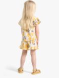 Lindex Kids' Organic Cotton Jersey Lemon Print Frill Shorts, Light Beige