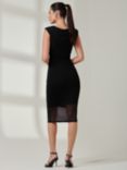 Jolie Moi Mesh Bodycon Midi Dress, Black